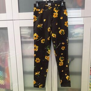 Moschino Black Jeans with Yellow Floral Print